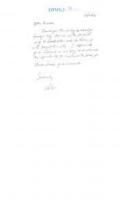 Personal Handwritten Thank you Note